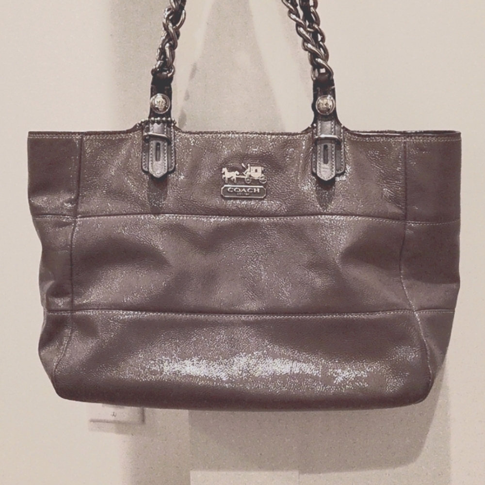 Vintage Gray Coach Calf Leather Handbag